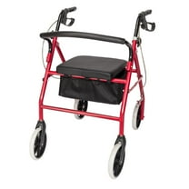 GoDecor Height Adjustable Aluminum Rollator Walker with Padded Seat