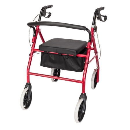 GoDecor Height Adjustable Aluminum Rollator Walker with Padded Seat