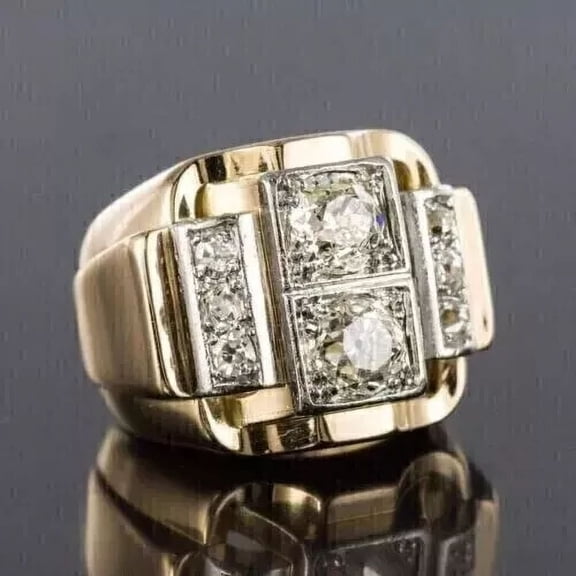 3Ct Round Lab Created Diamond Men's Wedding Pinky Ring 14K Yellow Gold Plated