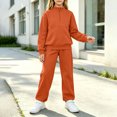 thumbnail image 2 of LWFFDAW Girls 2 Piece Set Fall Long Sleeve Quarter Zip Mock Neck Sweatshirt and Wide Leg Pants Loose Comfy Sweatsuit Sets, 2 of 8
