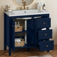 thumbnail image 3 of Craftian 36'' Modern Bathroom Vanity with Sink Combo, Freestanding Bathroom Storage Cabinet with Drawers & Doors, Blue, 3 of 10