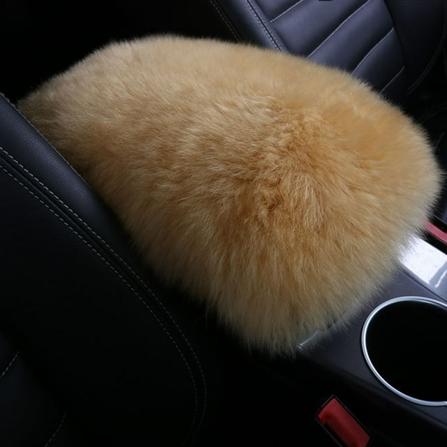 Universal Car Armrest Seat Cushion Auto Center Console Faux Leather Plush Mat Winter Warm Soft Pad
