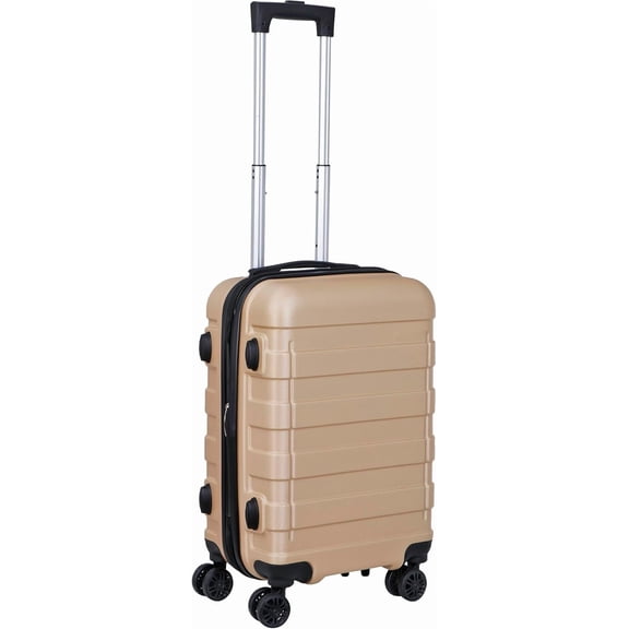 Hardside Expandable Luggage with Spinner Wheels, 21 Inch Carry On Luggage Airline Approved, Lightweight Travel Suitcase with Height Adjustable Handle (Champagne)