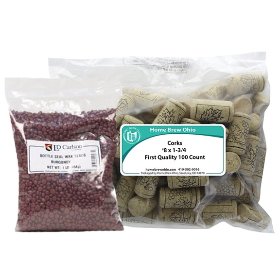 Burgundy Wax and Corks (9 X 1 3/4) Wine Bottling Combination