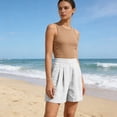 thumbnail image 4 of Atogsazn Womens Summer High Waisted Shorts Casual Dessy Pleated Cotton Linen Jogger Shorts Beach Pants White S Fashion, 4 of 9