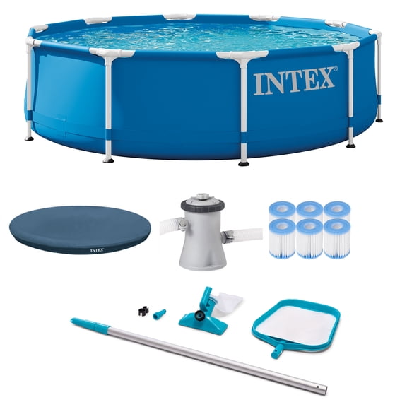 Intex 10' Pool with Maintenance Kit, Cover, and Filter Cartridges (6 Pack)
