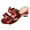 Red, variant on FSJ Women Stylish Round Open Toe Slip on Mules Bowknot Mid Chunky Crystal Heel Sandals Party Wedding Date Event Dressy Shoes Size 8 Fuchsia