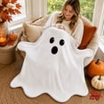 thumbnail image 5 of Halloween Flannel Throw Blanket, Ghost Pattern Soft Cozy Blanket for Couch Bed Sofa Living Room Decor, Halloween Home Decor Blanket, Decorative Holiday Throw Blanket for Seasonal Decoration, 5 of 7