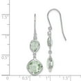 thumbnail image 2 of 925 Sterling Silver Polished Shepherd hook Rhodium Plated Diamond Green Quartz Earrings 39x10mm Wide Dangle Earring for, 2 of 2