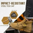 thumbnail image 3 of LAoutun Work Boots for Men Welding Steel Toe Boots Indestructible Construction Footwear Brown, 3 of 6