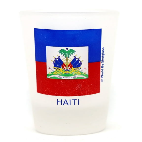 Haiti Flag Frosted Shot Glass