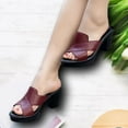 thumbnail image 2 of Women Fish Mouth Slippers Fashion Wedge Sandal Middle Heel Flip-Flop Slippers Summer Heels Slippers Sandals 2 Strap Sandals Women Wide Width Sandals for Women 10w Short Heel Sandals for Women, 2 of 6