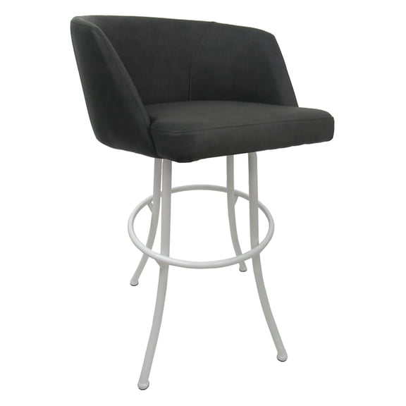 Swivel Counter Stool 26" Seat - Joey - Moonstone Charcoal Vinyl - White Metal