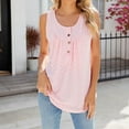 thumbnail image 2 of Summer 2025 Women's Tank Tops Sleeveless Round Neck Buttons Casual Loose Fit Solid Shirts Watermelon Red XL, 2 of 5