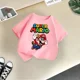 thumbnail image 3 of Camiseta de algodón de verano para niños y niñas con estampado de dibujos animados de Mario, cómoda y informal, con diseño de Sunshine, para juego de bebés y niños, 3 of 5