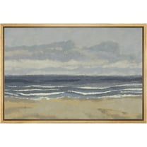 PixonSign Framed Canvas Print Wall Art Storm Cloud Coastal Ocean Beach Nature Wilderness Illustrations Fine Art Decorative Farmhouse/Country Relax/Calm/Cozy Multicolor Zen - 16"x24" Natural