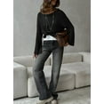thumbnail image 4 of Womens Summer Scoop Neck Short Sleeve Sweater Casual Knit Tops Pullover Shirts Black S, 4 of 5