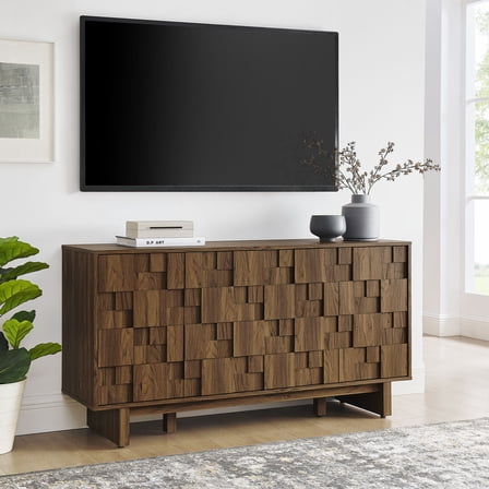Modway Owen 59 Inch 4 Door Geometric Sideboard in Walnut by Modway
