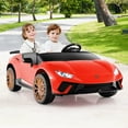 thumbnail image 2 of Costway 4WD 2-Seater Ride on Car, Licensed Lamborghini Kids’ Vehicles with Remote Control Red, 2 of 10