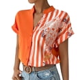 thumbnail image 1 of Camisa de manga corta con botones, camisa de manga corta con botones y estampado floral, blusa con botones en bloques de color, funcionamiento suave, 1 of 7