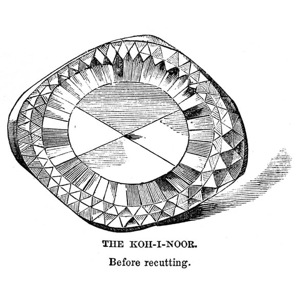 Koh-I-Noor Diamant. /Nthe Koh-I-Noor Diamant avant Qu'il Ne Soit Redécoupé en 1851. Gravure, 1866. Affiche Imprimée par (18 x 24)