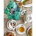 thumbnail image 4 of Abstract Green Kitchen Dish Towels for Drying Dishes Set of 3, Painting Buildings Geometric Color Block Waffle Weave Microfiber Hand Tea Bathroom Towels Quick Dry & Absorbent Towel 15.7x23.6, 4 of 7
