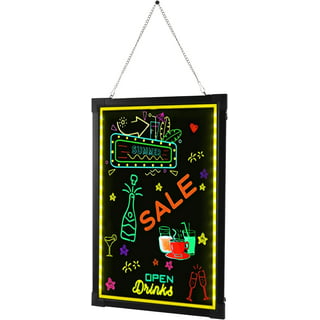 Slsy Illuminated LED Message Writing Board, 20x28 Erasable Neon Effect Menu Sign Board with 8 Fluorescent Makers,12Colors Flashing Modes,Remote