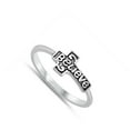 thumbnail image 4 of Sideways Believe Script Cross Ring .925 Sterling Silver Band Jewelry Female Male Unisex Size 7, 4 of 4