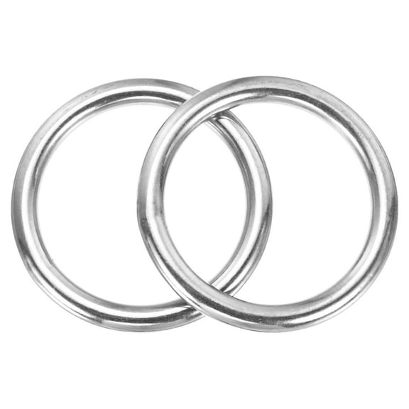 Uxcell 2.5 Inch Metal O Rings, Silver Welded Round Ring Buckles, Stainless Steel Hardware Bags Rings for Purse, Sewing Keychains Belts, Dog Collars, 2Pcs