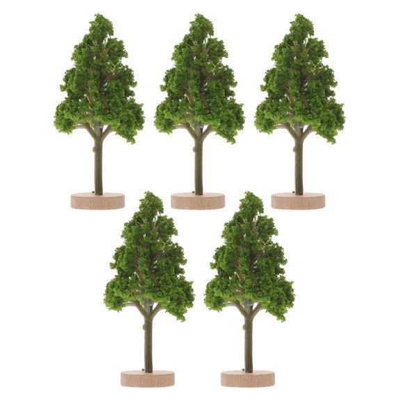 Worgeous 5 Pcs Green Plastic Miniature Model Trees for Craft and Decor with Realistic Design and Versatile Landscaping