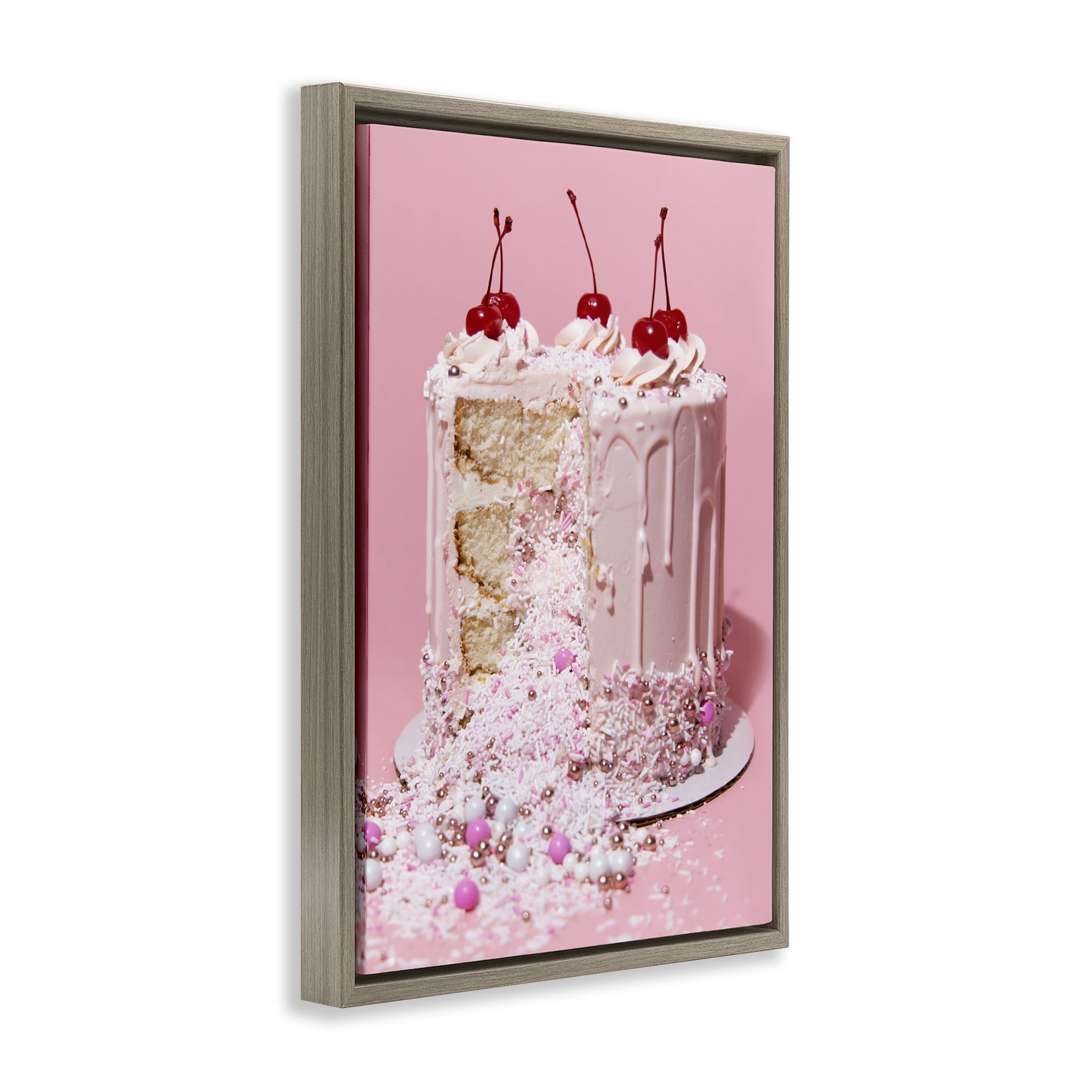 Stupell Industries Glam Gemstone Cake Food & Beverage Painting Brown Floater Framed Art Print Wall Art, 21 x 31