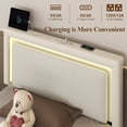 thumbnail image 5 of E-Motie Twin Size Bed Frame with 4 Storage Drawers and LED Lights, Upholstered Platform Bed with Adjustable Headboard and Charging Station, Metal Slats Support, White, 5 of 10