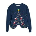 thumbnail image 6 of Ounisa Womens Crewneck Long Sleeve Sweatshirt Fall Winter Fashion Pullover Tops Casual Christmas Tree Lights Santa Claus Gifts Graphic Sweater Clothes Cute Trendy Work Outfits 2025, 6 of 6