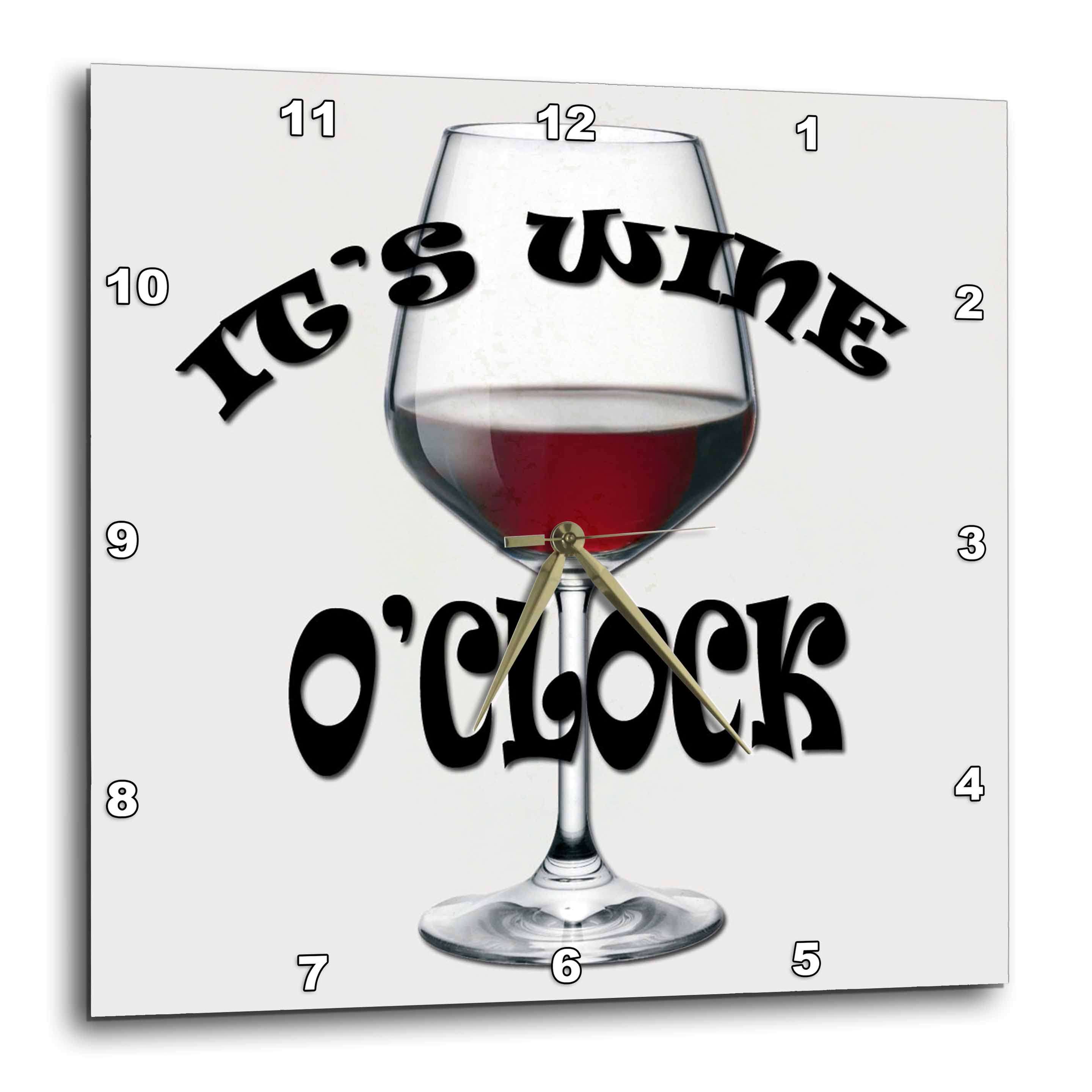 3dRose Its wine oclock. Funny quotes. Wall Clock, 13 by 13inch