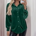 thumbnail image 5 of Feimerou Velvet Tops for Women Vintage Long Sleeve Button Down Shirts 2025 Spring Outfits Dressy Casual Velour Blouses with Pockets, 5 of 8