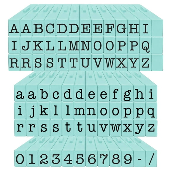 PEGZ Alphabet Stamps Clickable - Connectable American Typewriter Font Uppercase, Lowercase & Numbers 87 Pc Medium Size