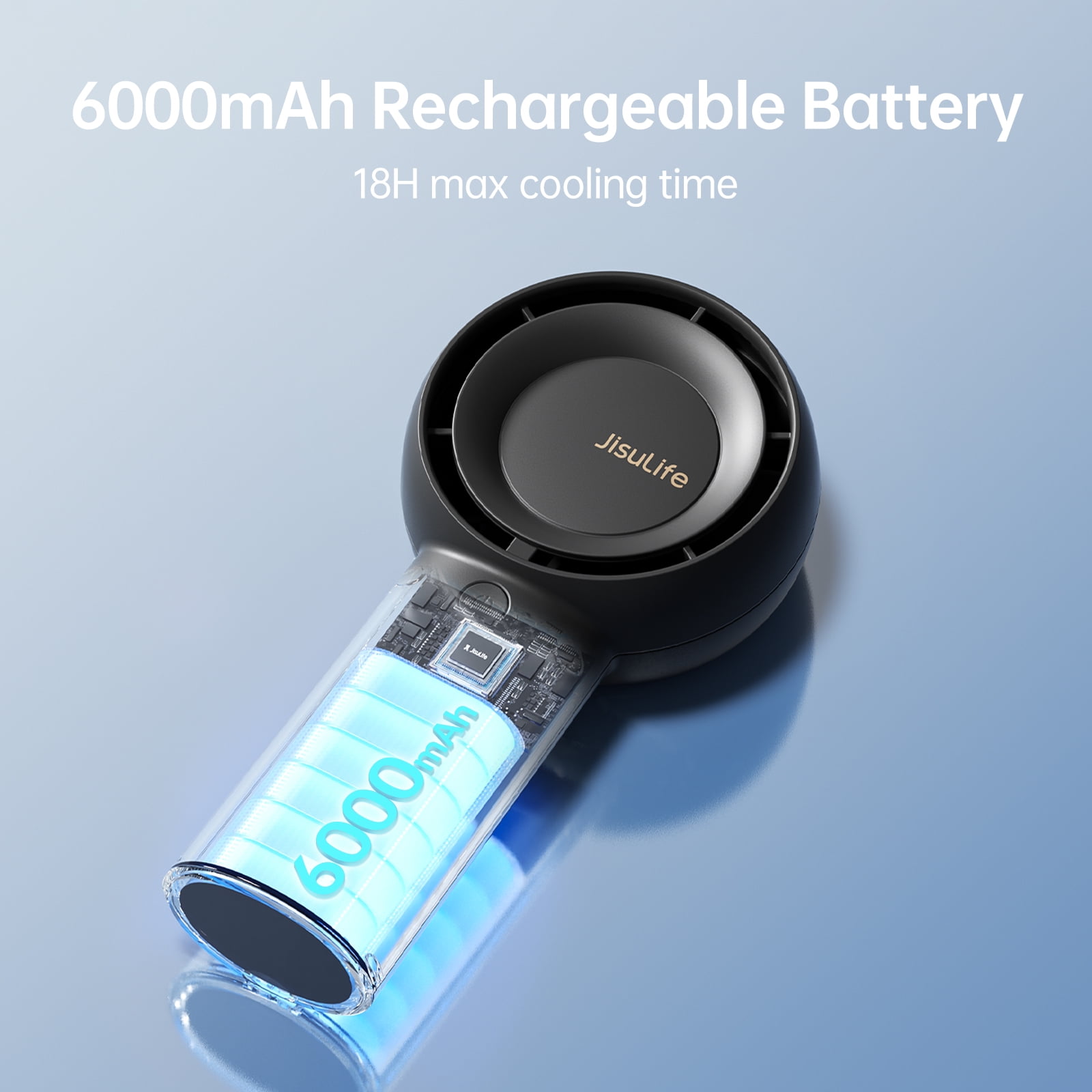 JISULIFE Turbo Fan-Sized Portable Fan & 18H Runtime 6000mAh USB Rechargeable Fan with 5 Wind Modes for All Occasions