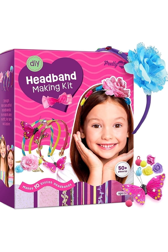 Headband Making Kit for Girls,DIY Hair Accessories Set,Headband Making Kit,for Girls Toys 5 6 7 8 9 10 11 12 Year Old , Made Your Own 10 Fashion Headbands, Christmas Birthday Giftsfor Girls