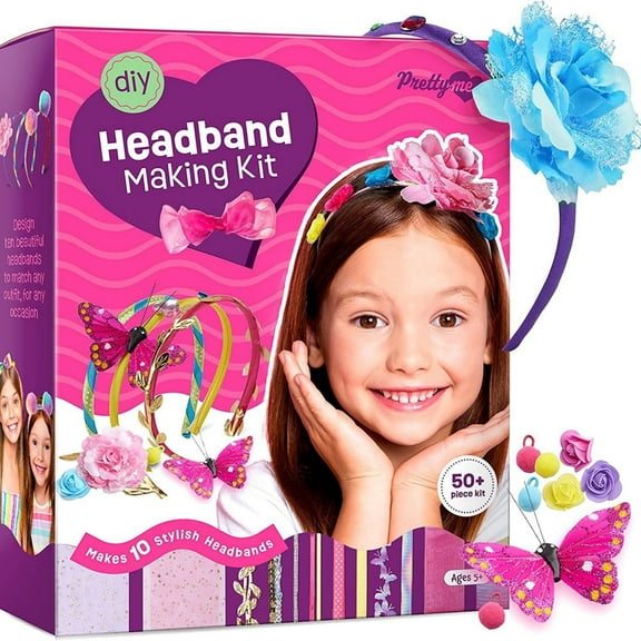 Headband Making Kit for Girls,DIY Hair Accessories Set,Headband Making Kit,for Girls Toys 5 6 7 8 9 10 11 12 Year Old , Made Your Own 10 Fashion Headbands, Christmas Birthday Giftsfor Girls