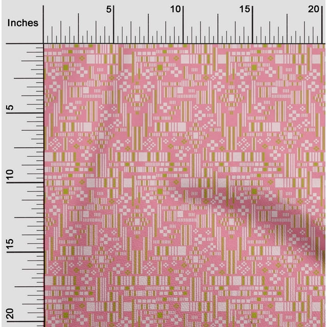 oneOone Cotton Poplin Fabric Stripe & Square Geometric Print Fabric By Yard 42 Inch Wide