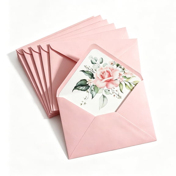 50Pcs 5x7 Pink Pattern Envelopes for Wedding Invitations, Greeting Cards, Birthday & Baby Shower Invites