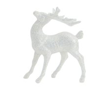 Glitter Reindeer Christmas Ornament Hanging Decoration with Photo Prop for Tree Home Holiday Party Decor(White)