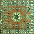 thumbnail image 1 of Ahgly Company Machine Washable Indoor Square Geometric Turquoise Blue Traditional Area Rugs, 7' Square, 1 of 4
