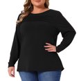 thumbnail image 2 of DARING DIVA Women's Plus Crew Neck T Shirt with Front Tucks 4X Black, 2 of 6