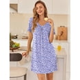 thumbnail image 2 of Ekouaer Nightgowns for Women Bamboo Viscose Night Gowns Short Sleeve Sleep Shirt Pleated V Neck House Dress Soft Night Shirts, 2 of 6