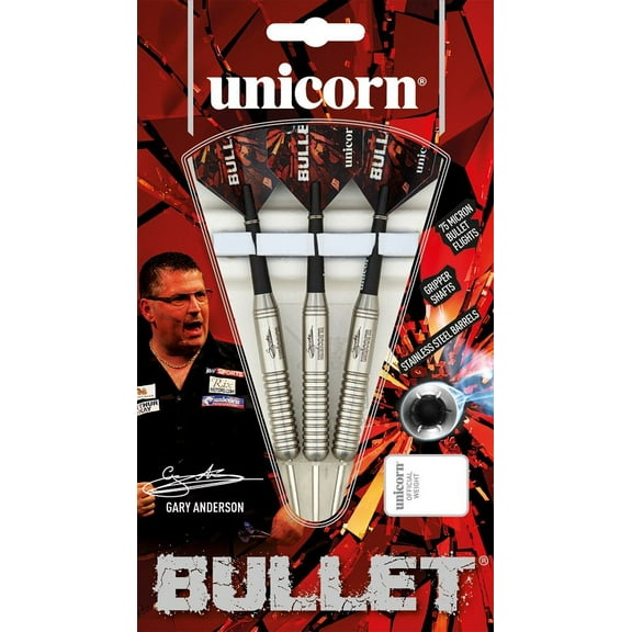 Unicorn Bullet Stainless Steel Darts - 22g, endorsed by Gary Anderson