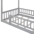 thumbnail image 6 of Twin Size Montessori Bed for Kids, Wood Floor Bed Frame, House Bed Frame with Fence & Roof, Solid Wood Playhouse Bed for Girls Boys Teens, Gray, 6 of 7
