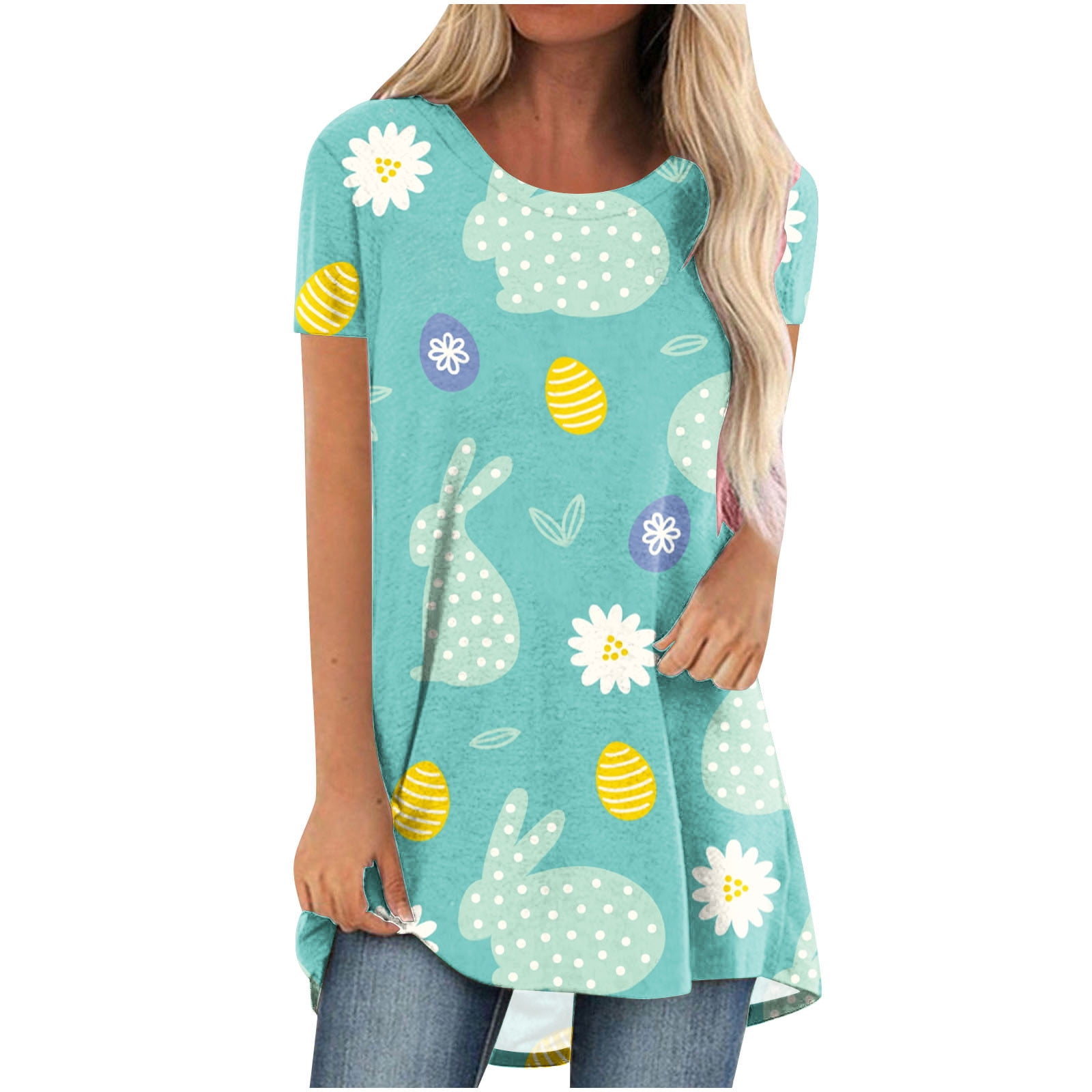 Happy Easter Shirts for Women Cute Eggs Rabbit Graphic T-Shirt Short Sleeve  Tee Tops Holiday Blouses for Teen Girls - Walmart.com