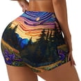 thumbnail image 3 of Athletic Shorts for Women, Galactic Night Over Meadow Seam Womens Shorts High Waisted Sport Running Workout Gym, 3 of 8
