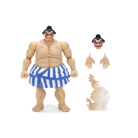 Street Fighter II E. Honda Action Figure – 1:12 Deluxe Scale by Jada Toys – 6" Tall, Fully Articulated, Collector Packaging